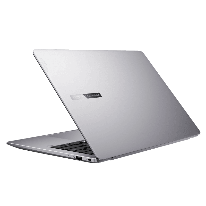 ASUS ExpertBook P5 (P5405) 14-inch Copilot+ business laptop in Misty Grey, open front view
