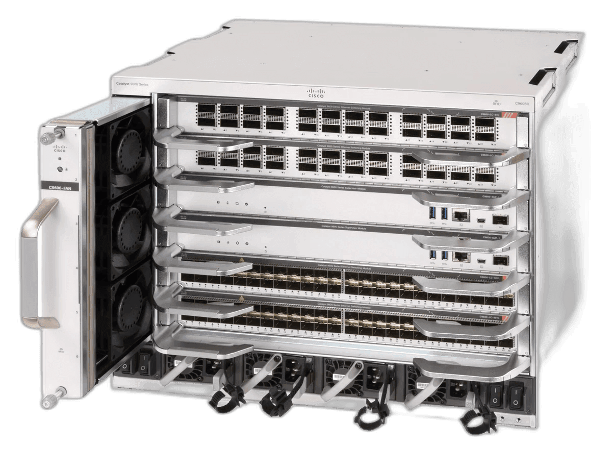 Cisco Catalyst 9600 Series modular campus core switch chassis front view