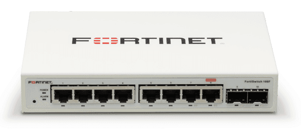 Fortinet FortiSwitch 108F 8-port managed gigabit Ethernet switch front view
