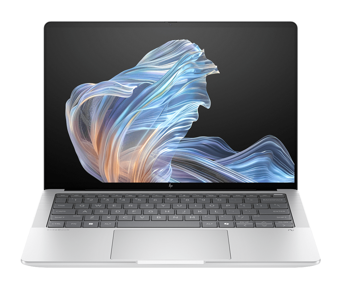 HP EliteBook X 14 inch G1a Copilot+ business laptop in Glacier Silver, open front view
