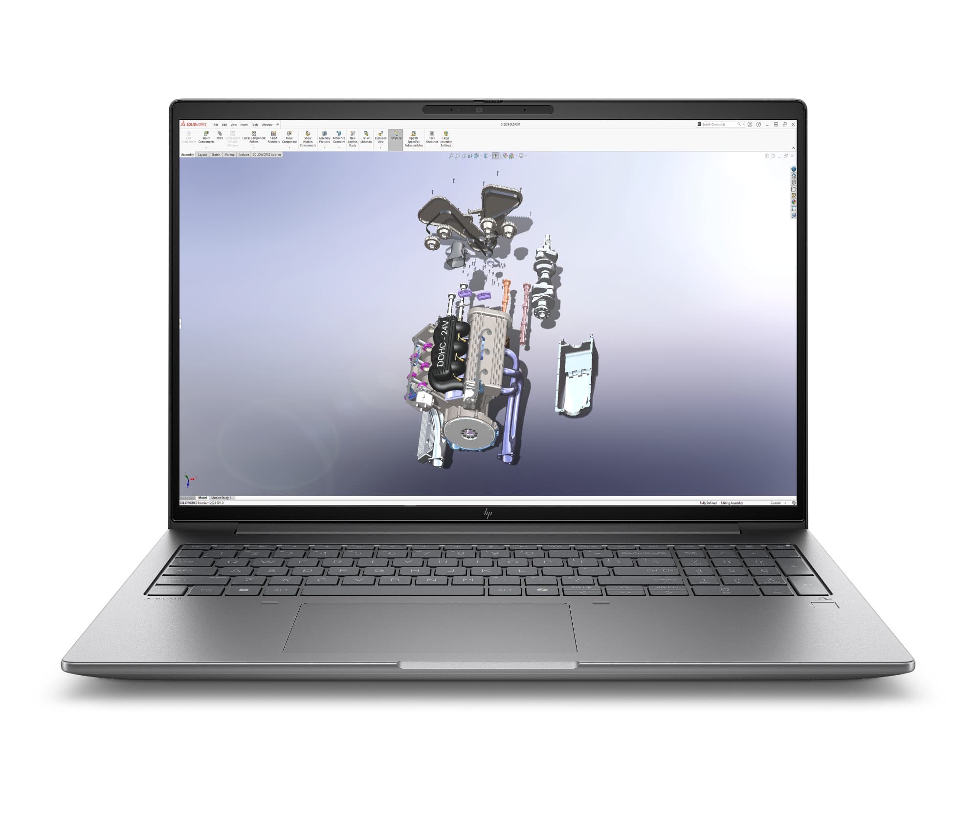HP ZBook X G1i 16 inch mobile workstation in Meteor Silver, open at an angle showing the 16-inch display and backlit keyboard