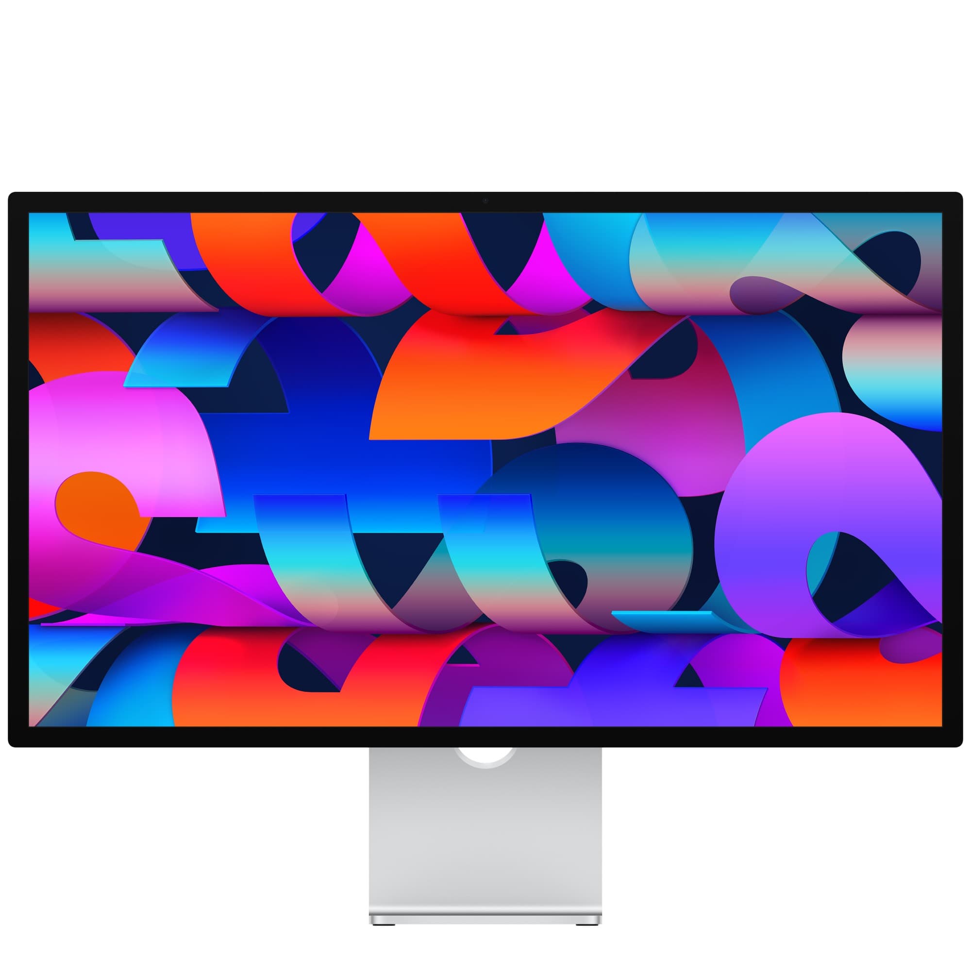 Apple Studio Display (2026) 27-inch 5K Retina display in Silver — front view on tilt-adjustable stand