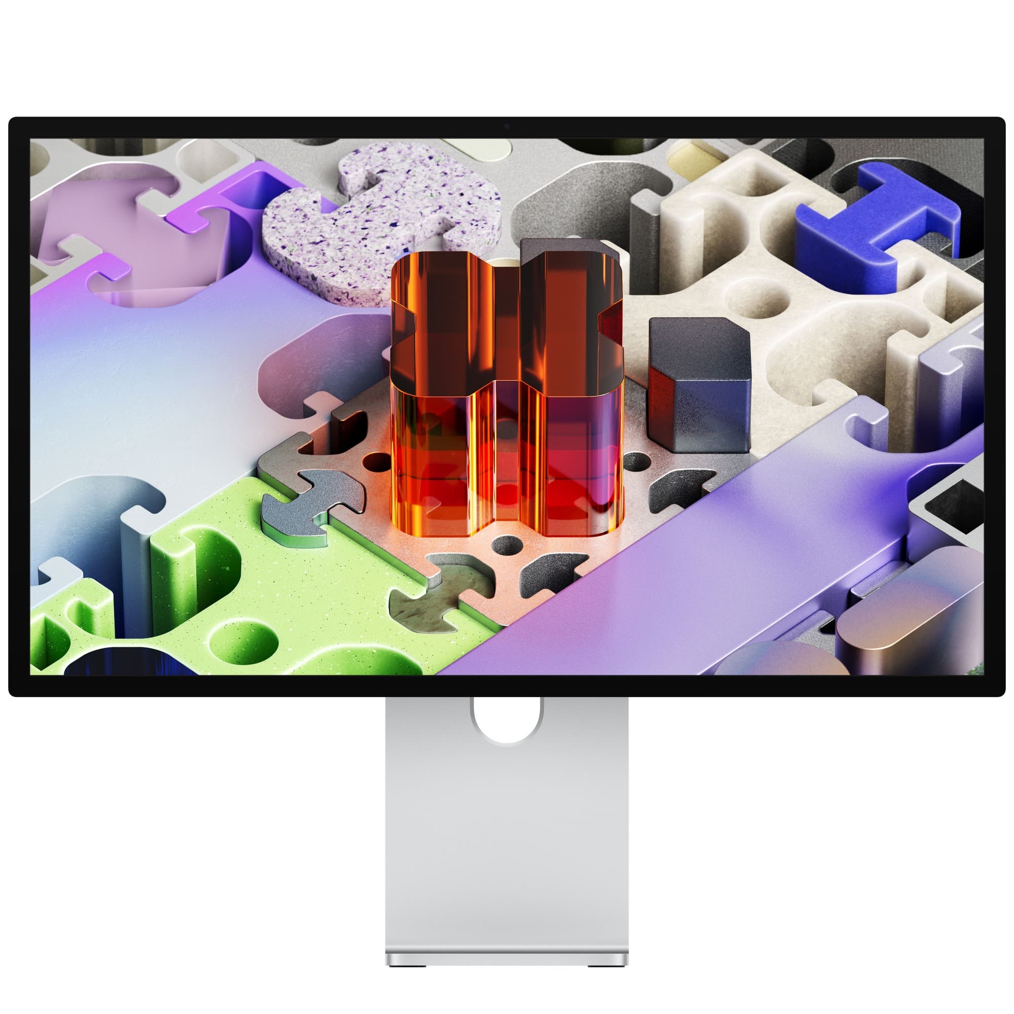 Apple Studio Display XDR 27-inch 5K Retina XDR display in Silver — front view on tilt and height-adjustable stand