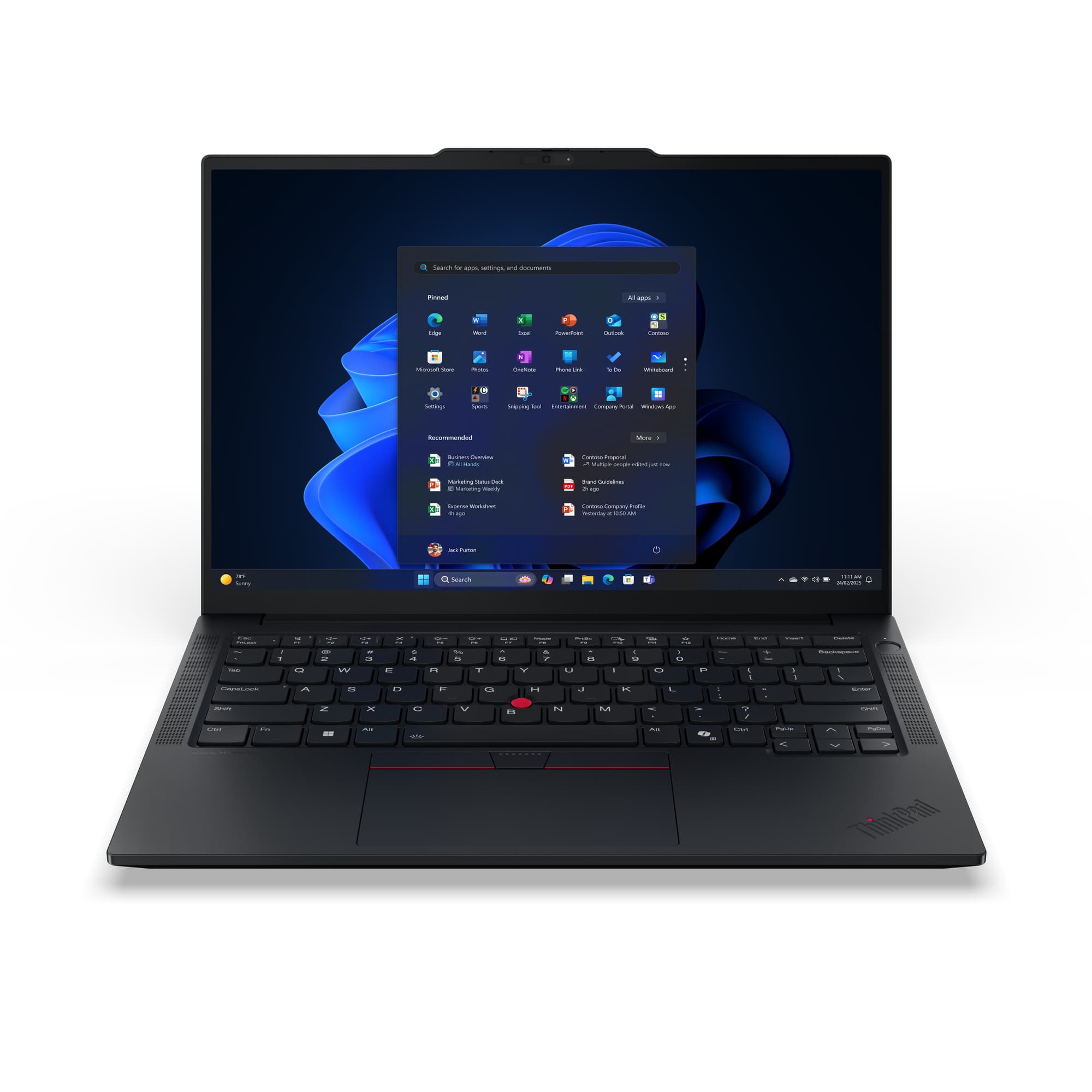 Lenovo ThinkPad E14 Gen 7 business laptop in black — front view with 14-inch 16:10 WUXGA anti-glare display
