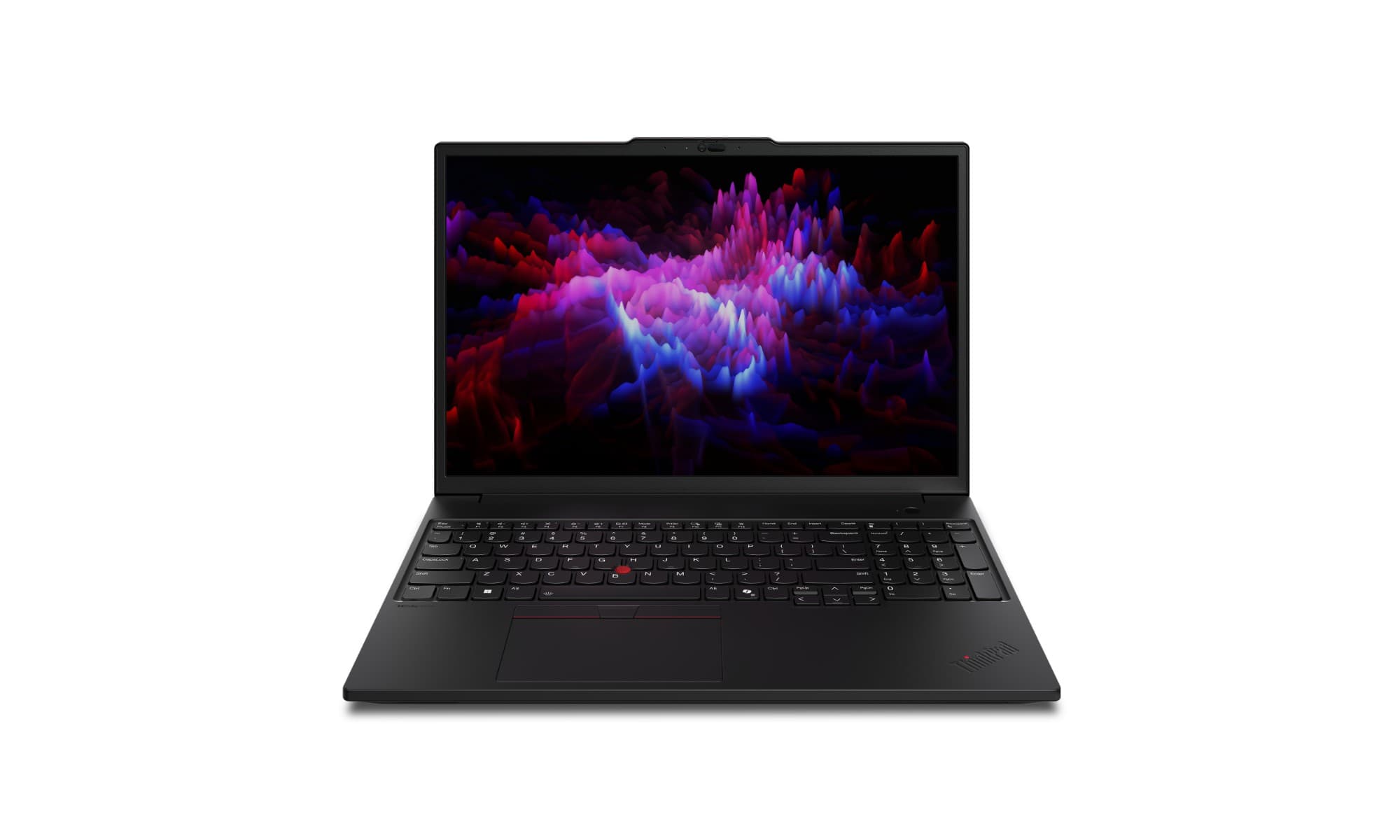 Lenovo ThinkPad P16s Gen 5 mobile workstation in black - front view with 16-inch 16:10 WUXGA display