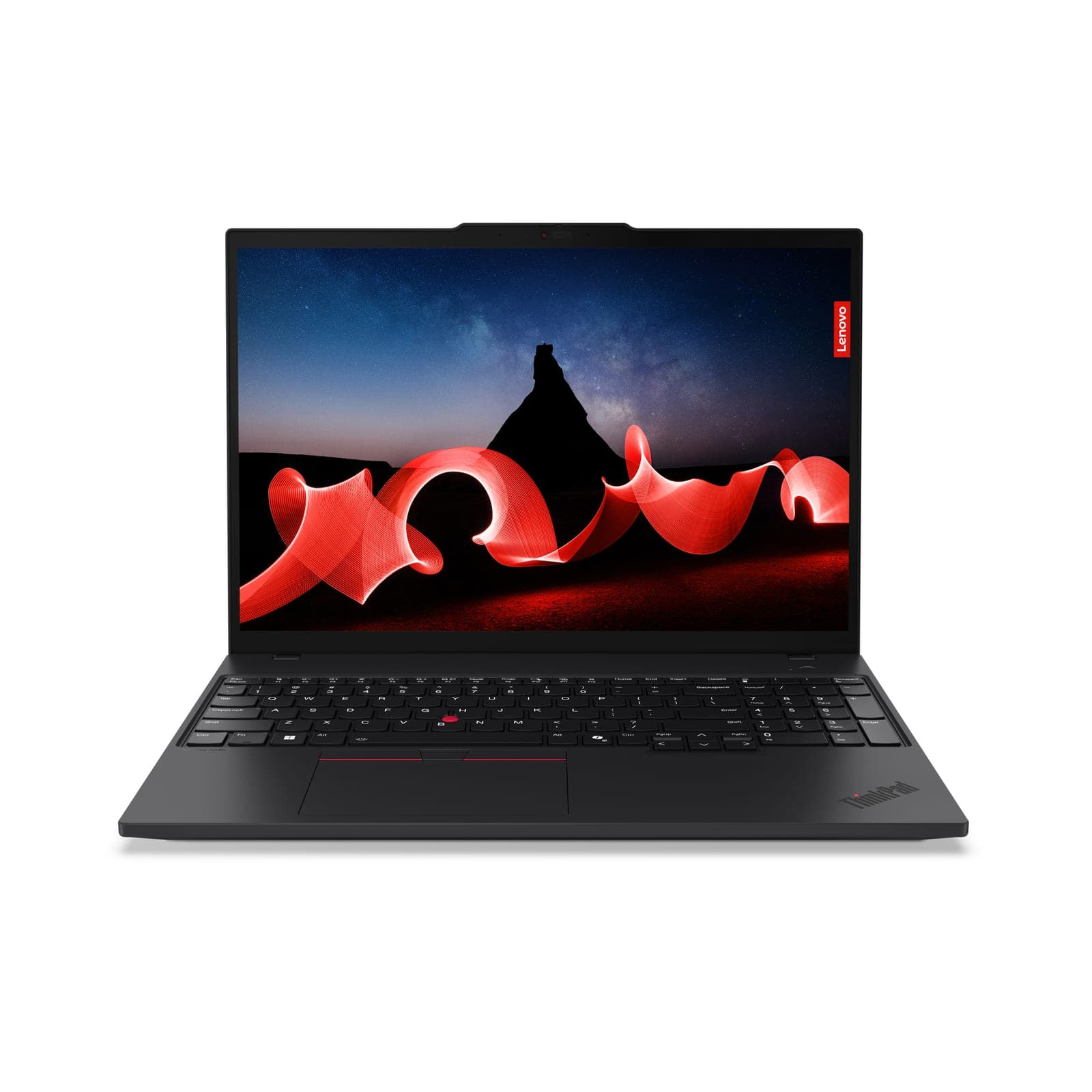 Lenovo ThinkPad T16 Gen 3 16-inch business laptop, open front view of the 16:10 WUXGA display and backlit keyboard with numeric pad