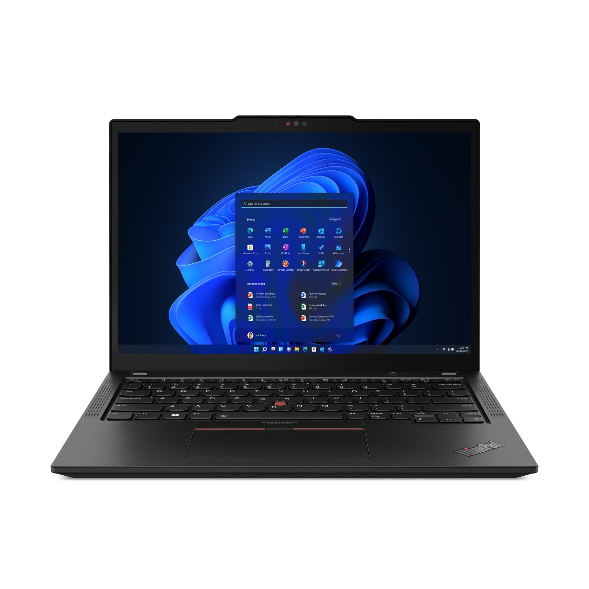 Lenovo ThinkPad X13 Gen 4 AMD business laptop in Deep Black — front view with 13.3-inch 16:10 WUXGA anti-glare display