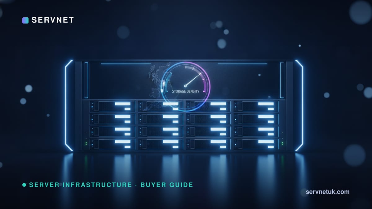 HPE ProLiant DL340 Gen12 buyer's guide: the storage-dense 1U newcomer (UK 2026) — article cover art