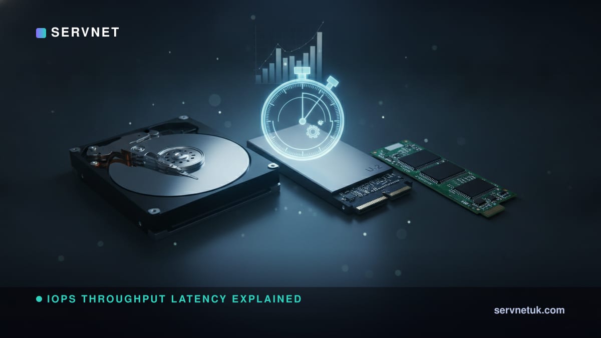 IOPS, Throughput & Latency Explained (2026 UK Guide) — article cover art