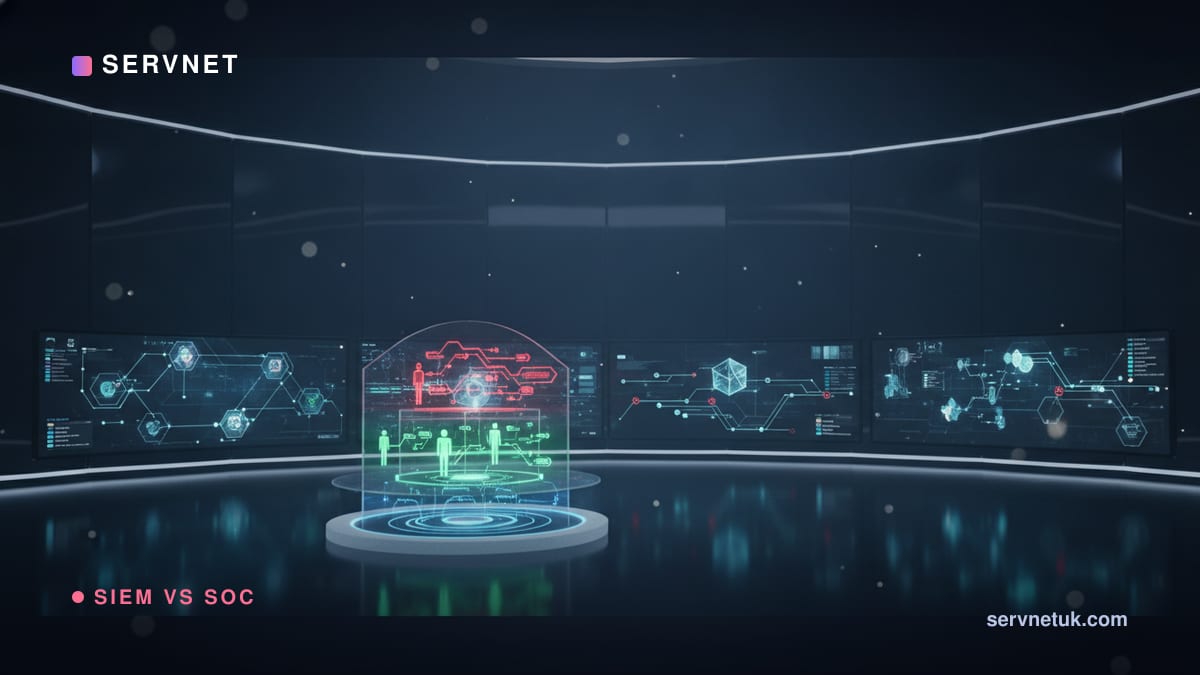 SIEM vs SOC vs MDR Explained: 2026 UK Cyber Defence — article cover art