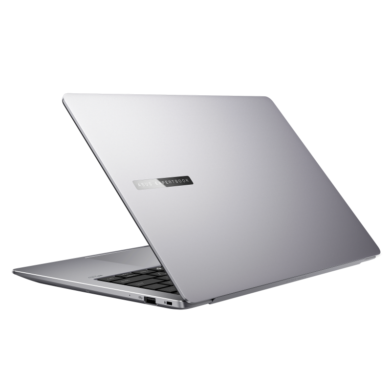 ASUS ExpertBook P5 (P5405) 14-inch Copilot+ business laptop in Misty Grey, open front view