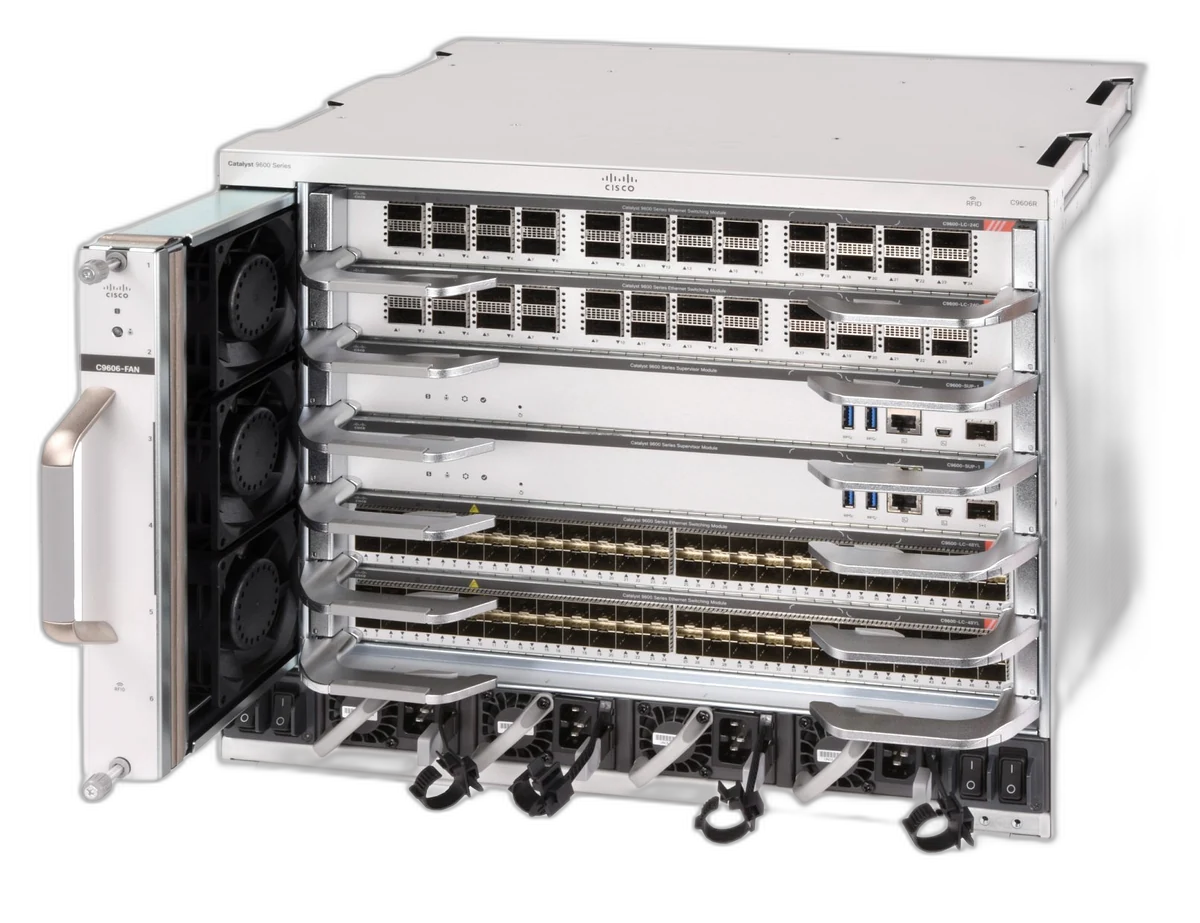 Cisco Catalyst 9600 Series modular campus core switch chassis front view