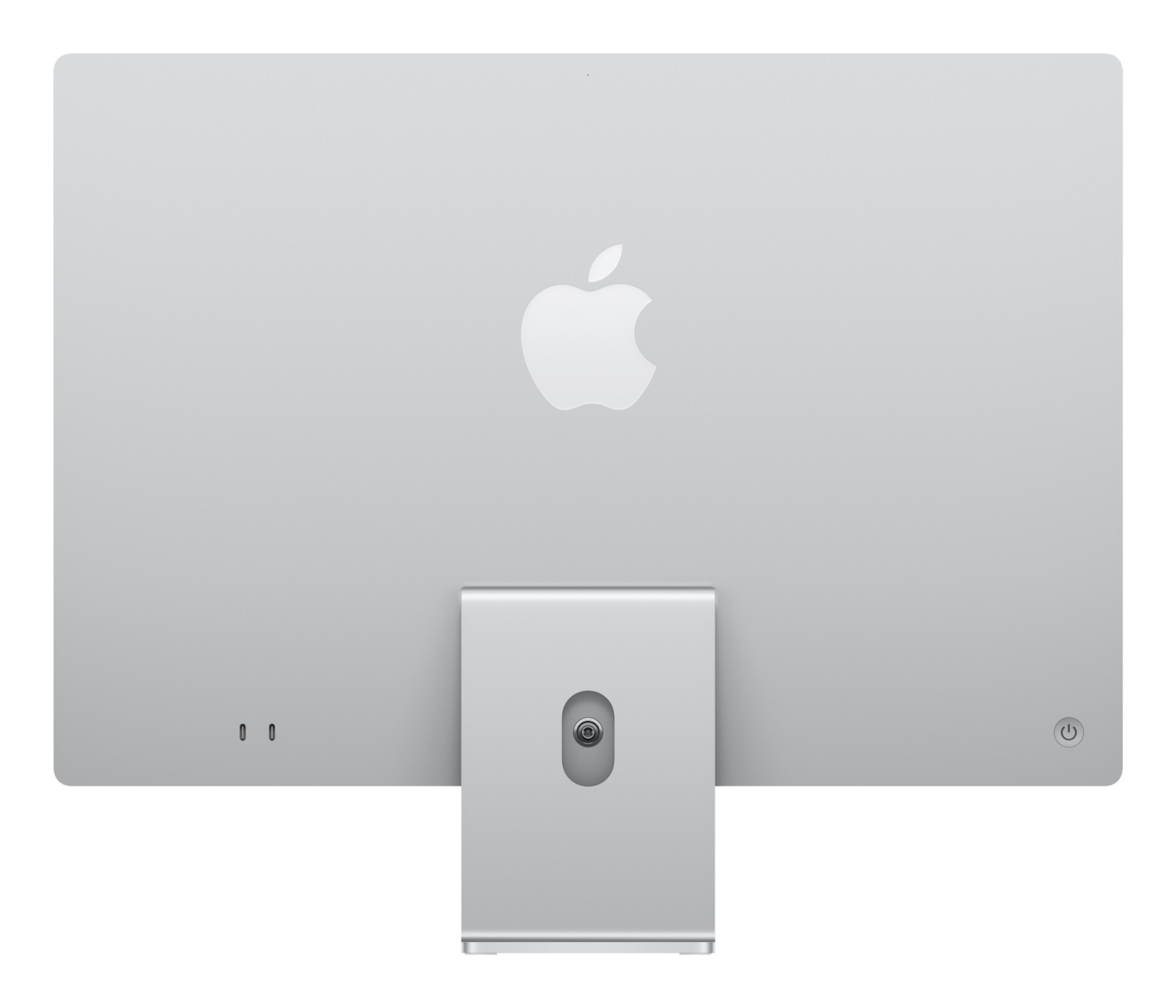 Apple iMac 24-inch M4 — rear view showing the aluminium enclosure, stand and Thunderbolt ports