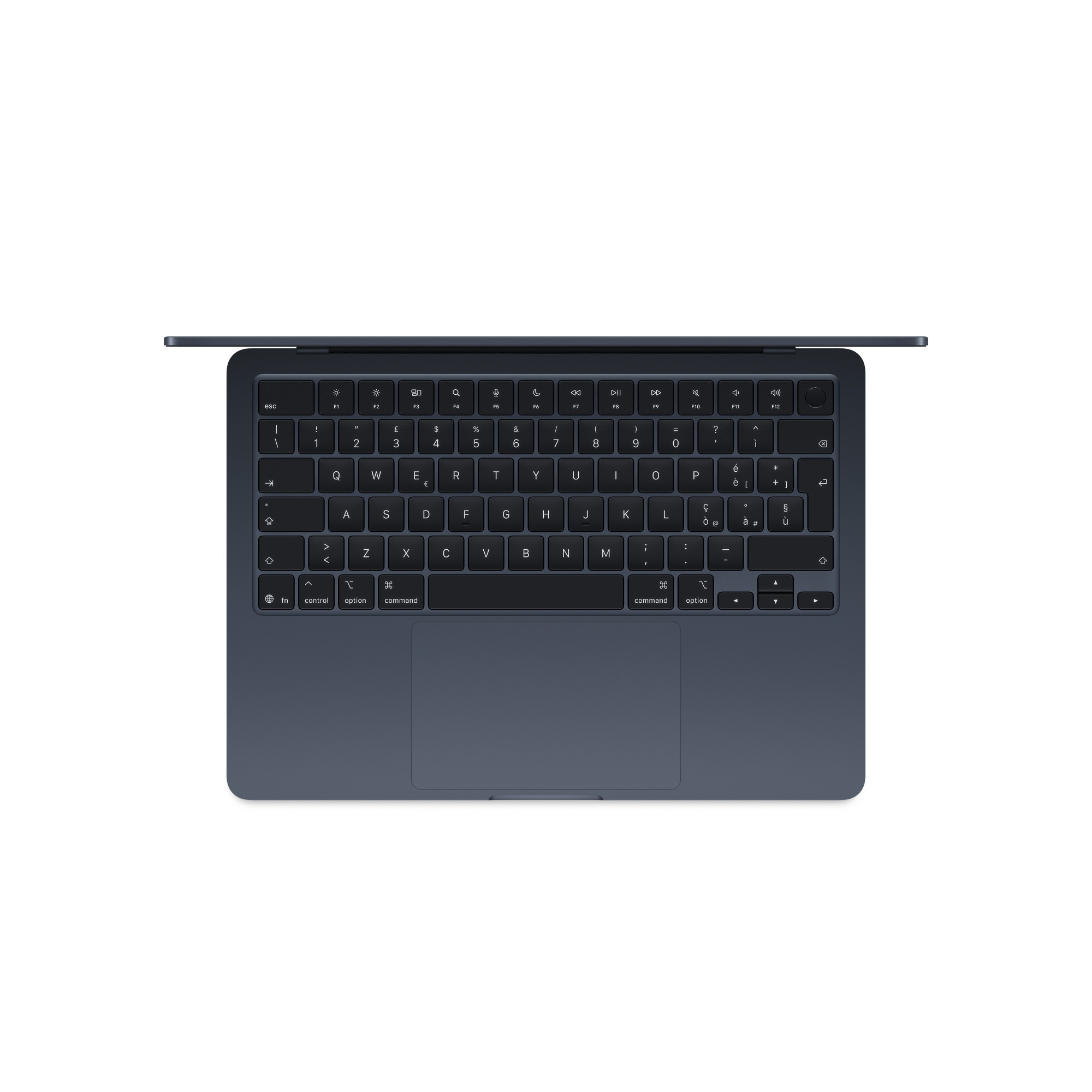 Apple MacBook Air 13-inch M5 keyboard and trackpad — top-down view