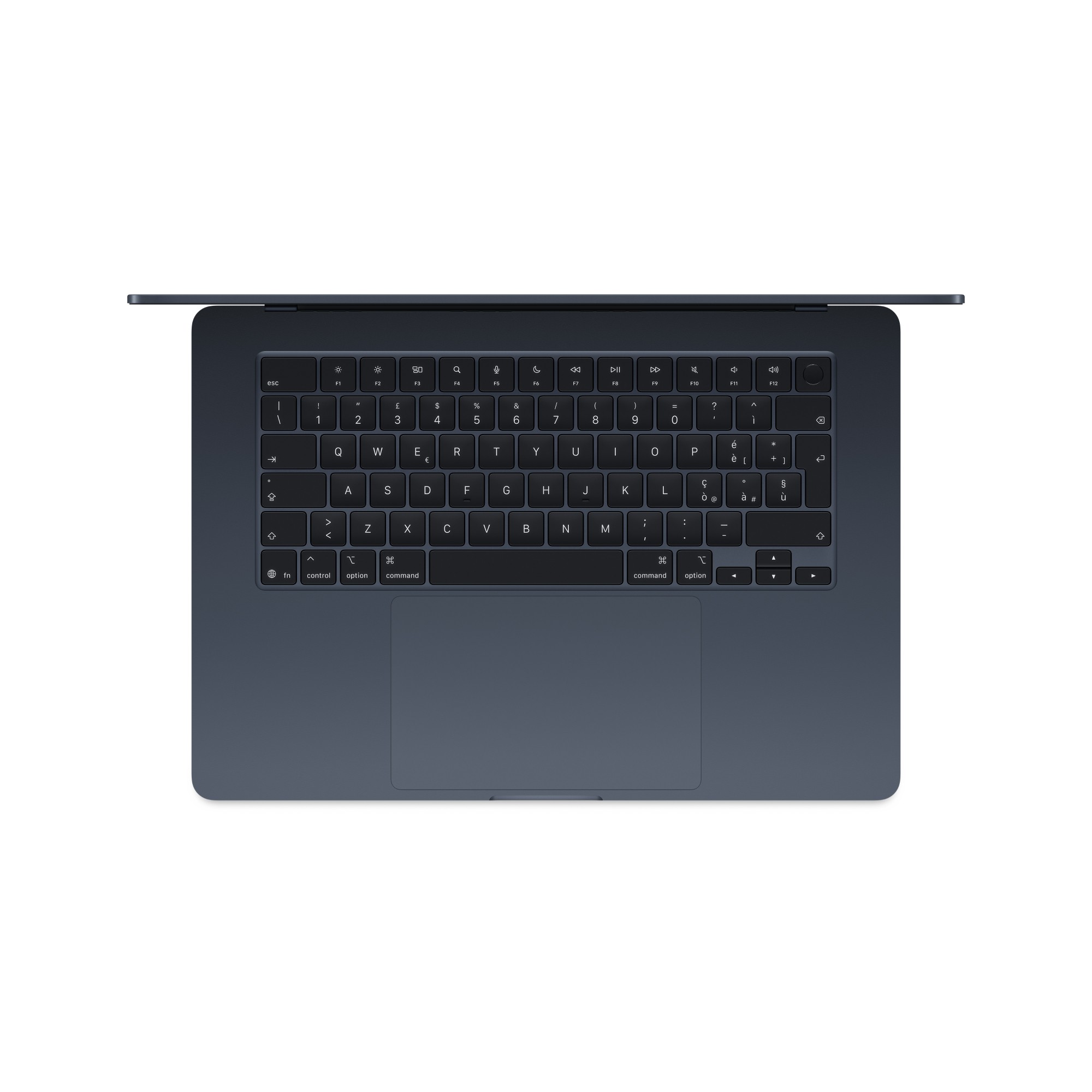 Apple MacBook Air 15-inch M5 keyboard and trackpad — top-down view