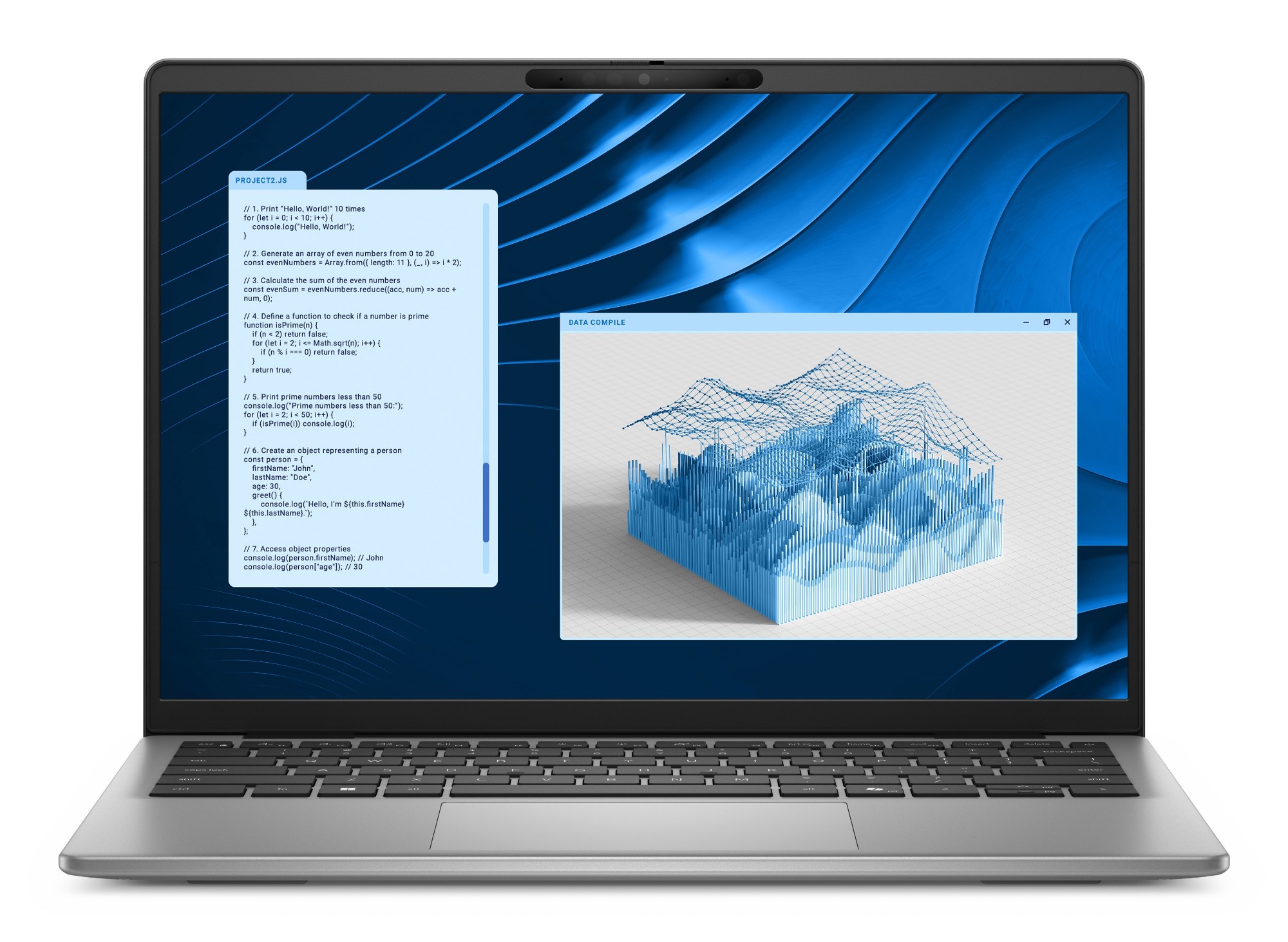 Dell Latitude 5455 in grey — alternative front view of the Snapdragon X Plus Copilot+ laptop