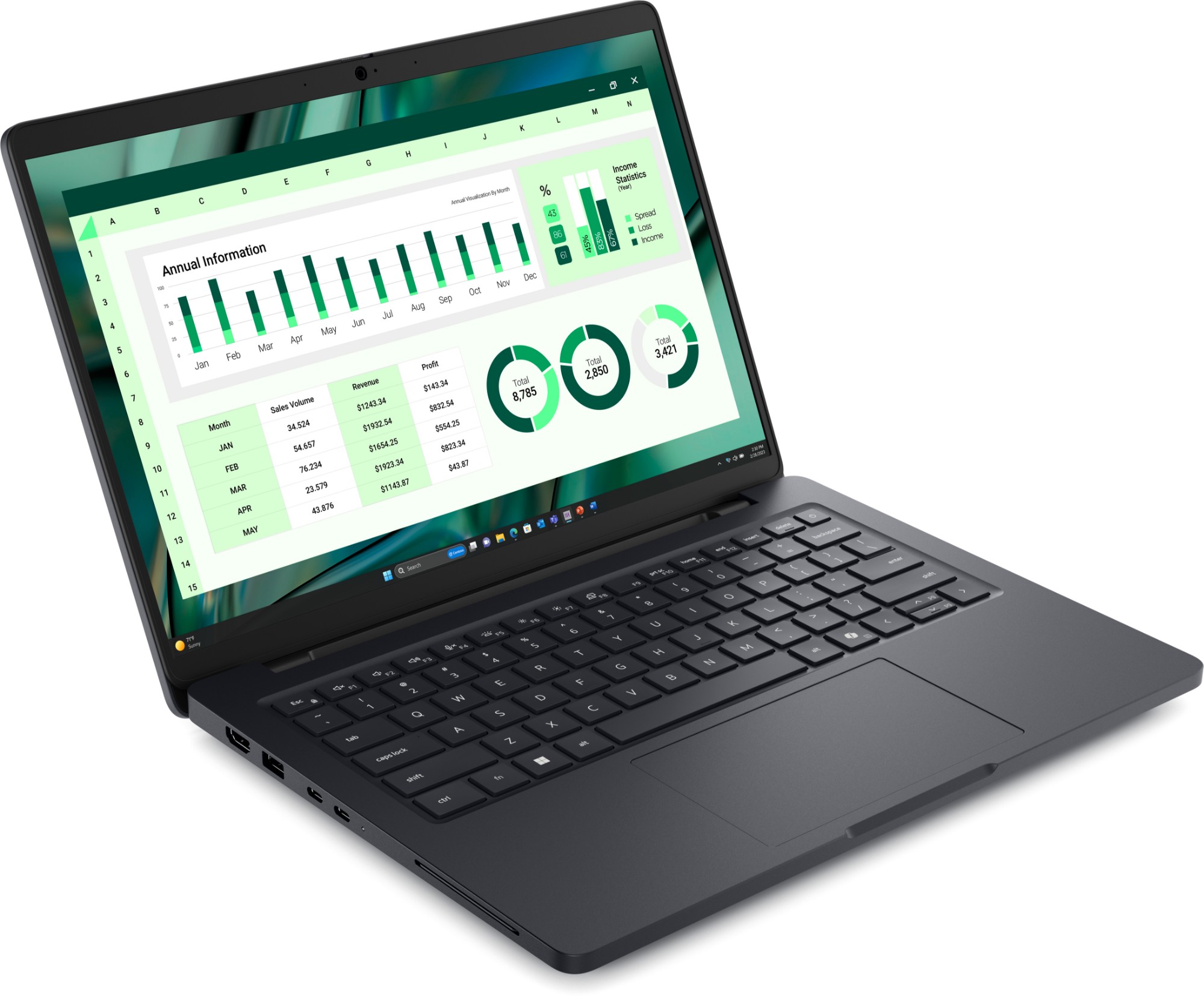 Dell Pro Max 14 (MC14250) mobile workstation — angled view of the Magnetite recycled-magnesium chassis