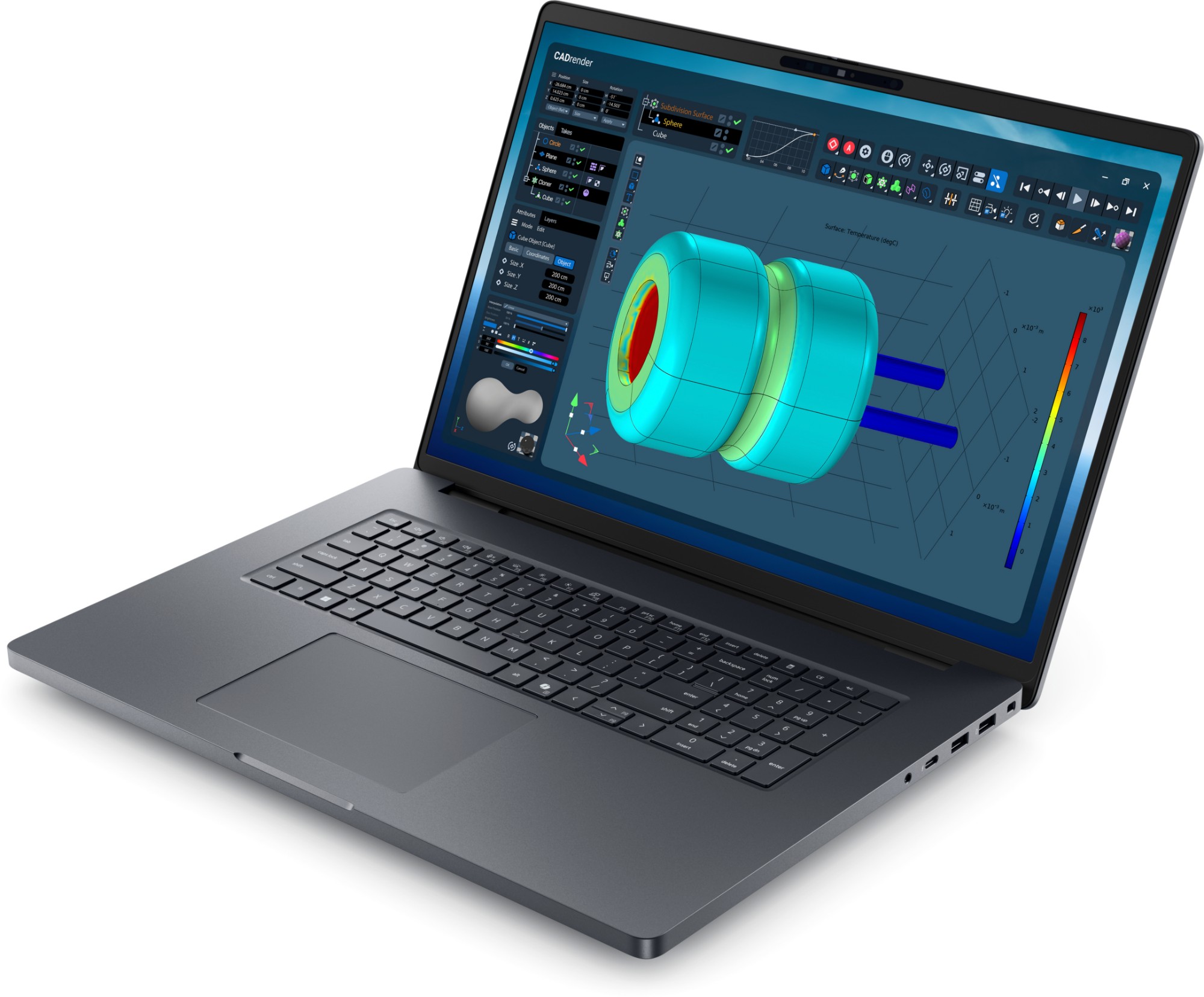 Dell Pro Max 18 Plus (MB18250) 18-inch mobile workstation — angled view of the Magnetite chassis