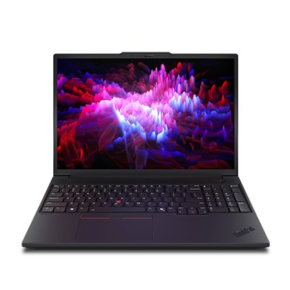 Lenovo ThinkPad P16v Gen 3 (21RS) — front view of the 16-inch WUXGA display and backlit keyboard with numeric pad