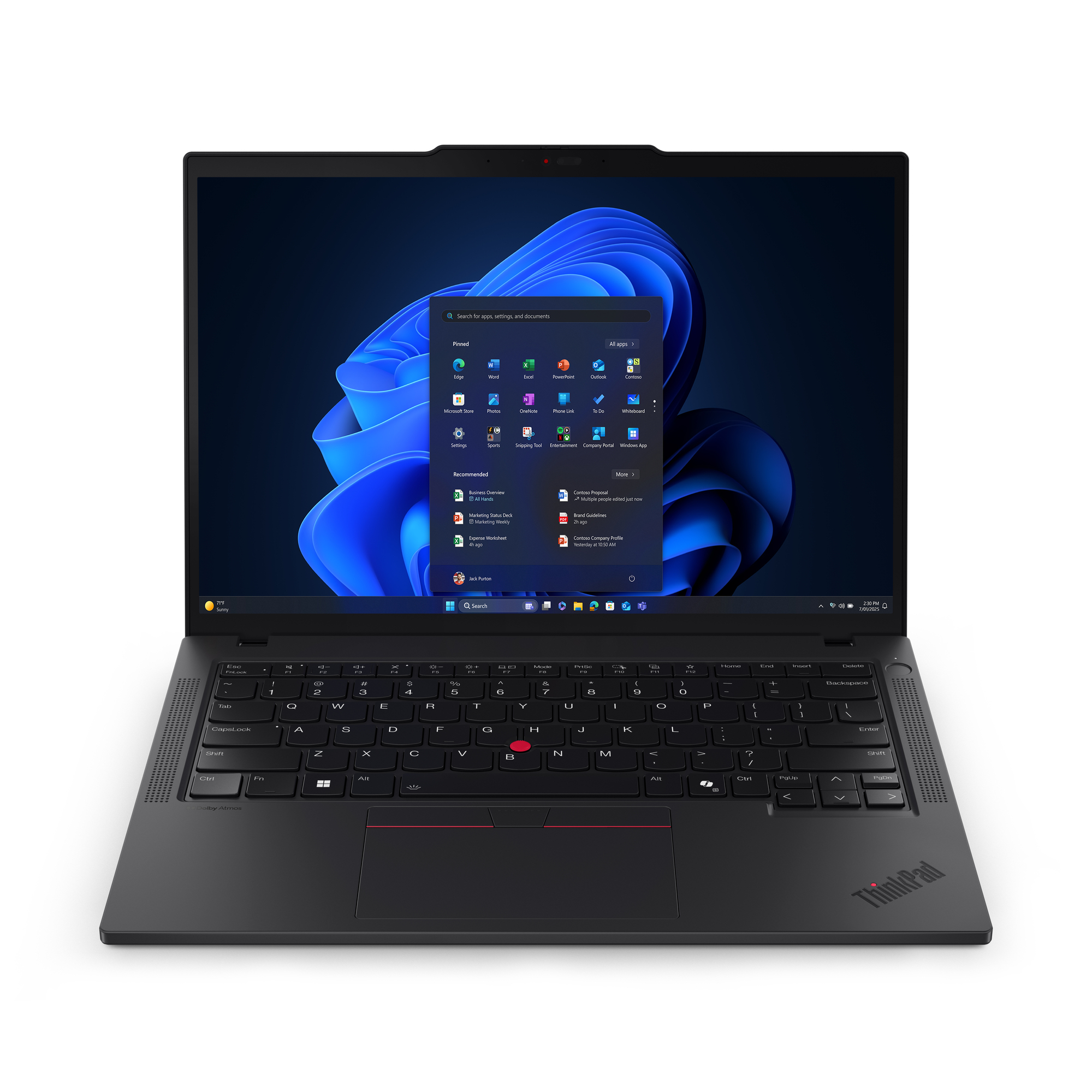 Lenovo ThinkPad T14 Gen 6 business laptop in black — front view with 14-inch WUXGA 16:10 anti-glare display