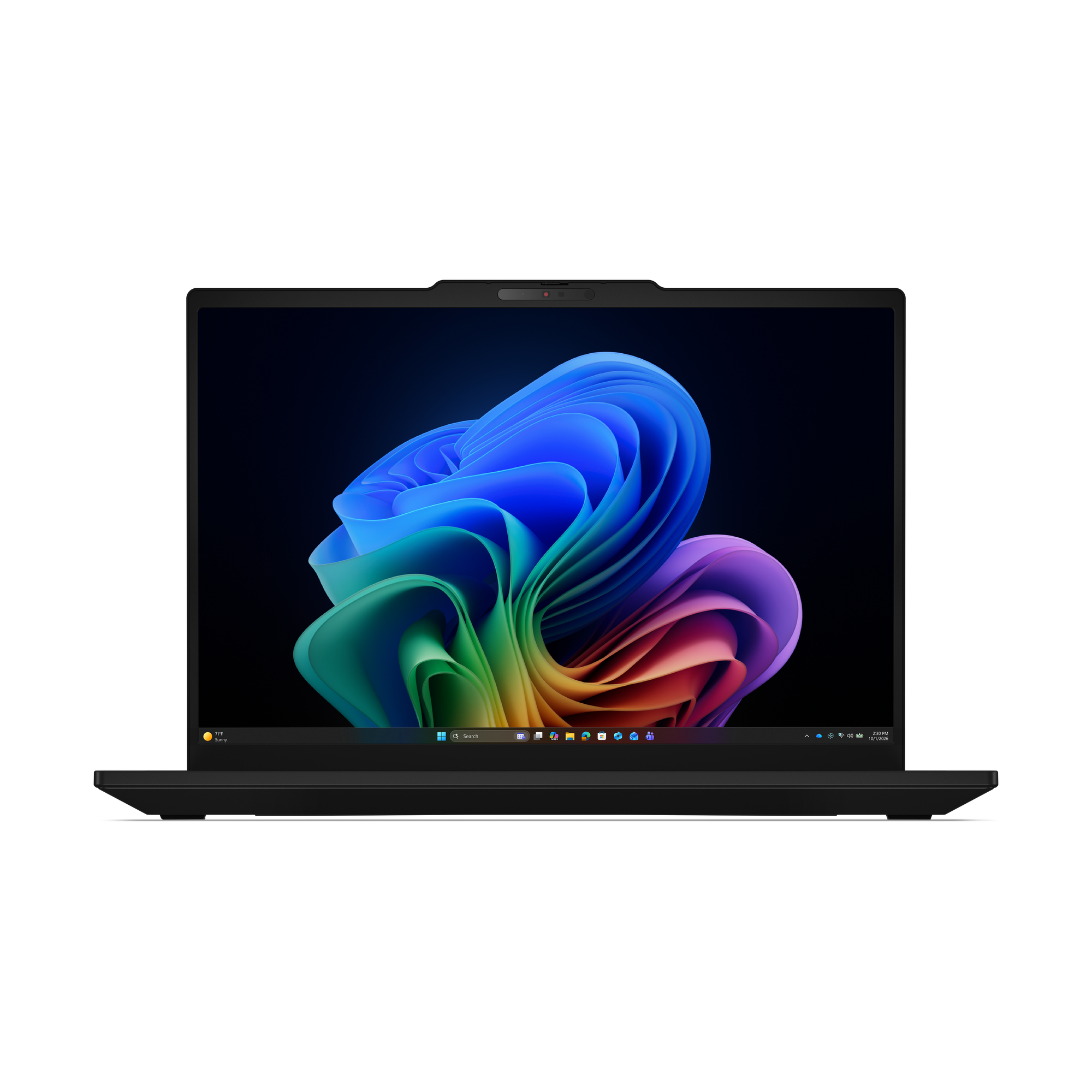 Lenovo ThinkPad T14 Gen 7 — angled view showing the backlit UK keyboard, TrackPoint and clickpad