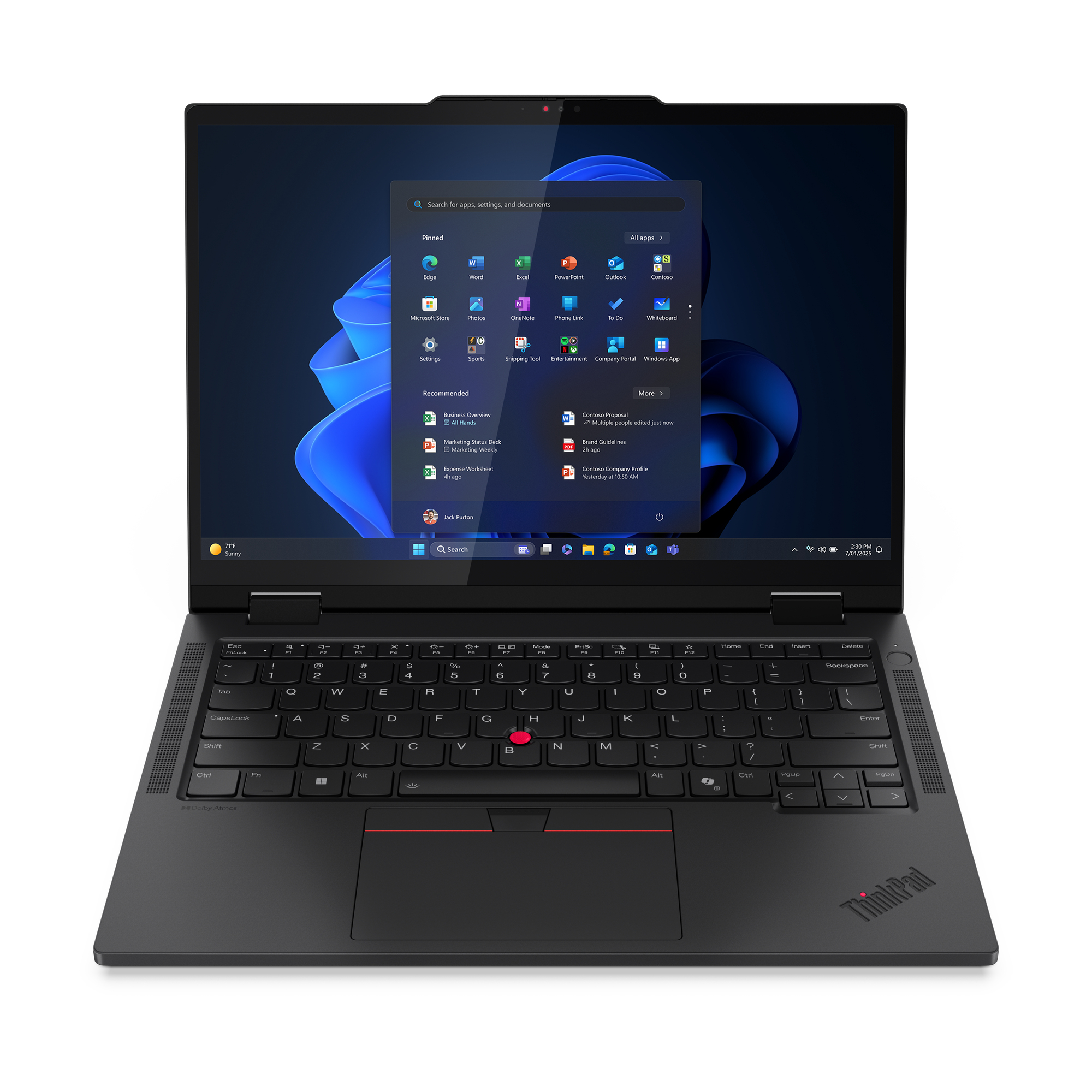 Lenovo ThinkPad T14s 2-in-1 Gen 1 — front view of the 14-inch WUXGA touchscreen convertible in black
