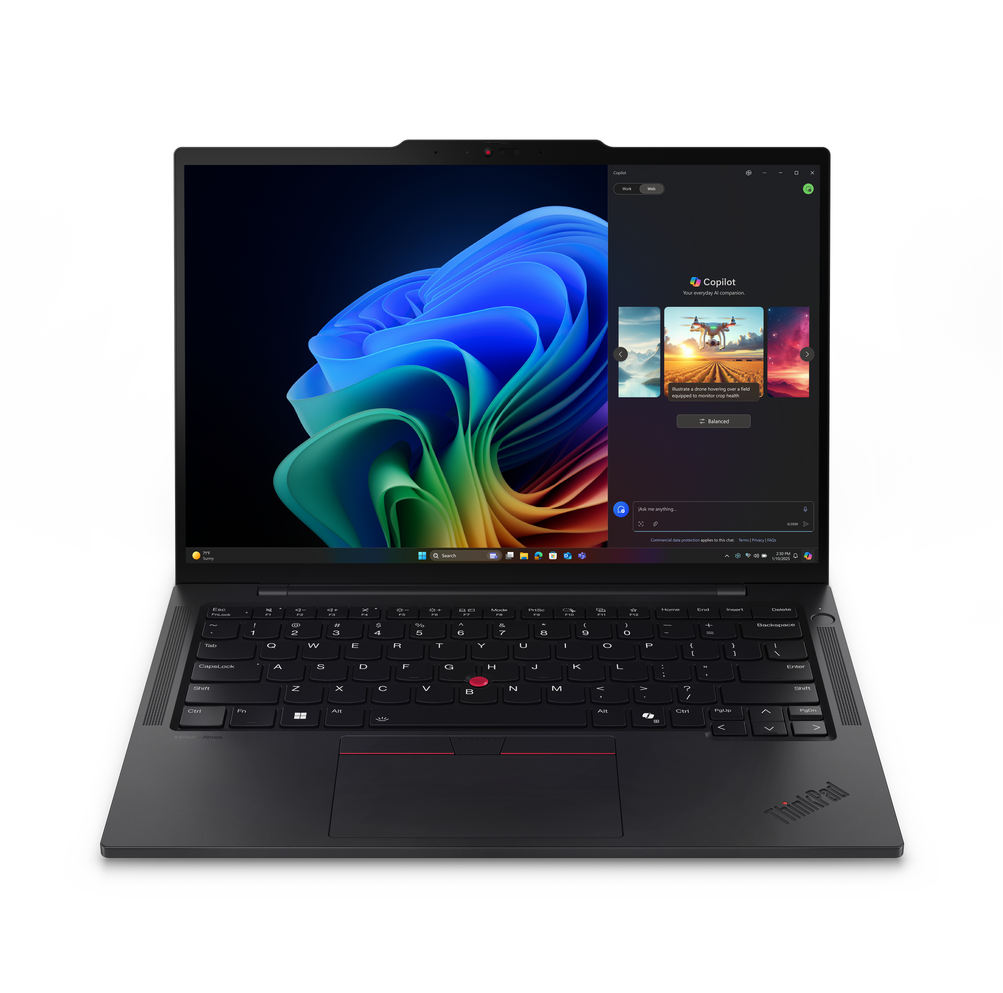 Lenovo ThinkPad T14s Gen 6 (21QX00HLUK) Copilot+ business laptop in black — front view of the 14-inch WUXGA 16:10 display