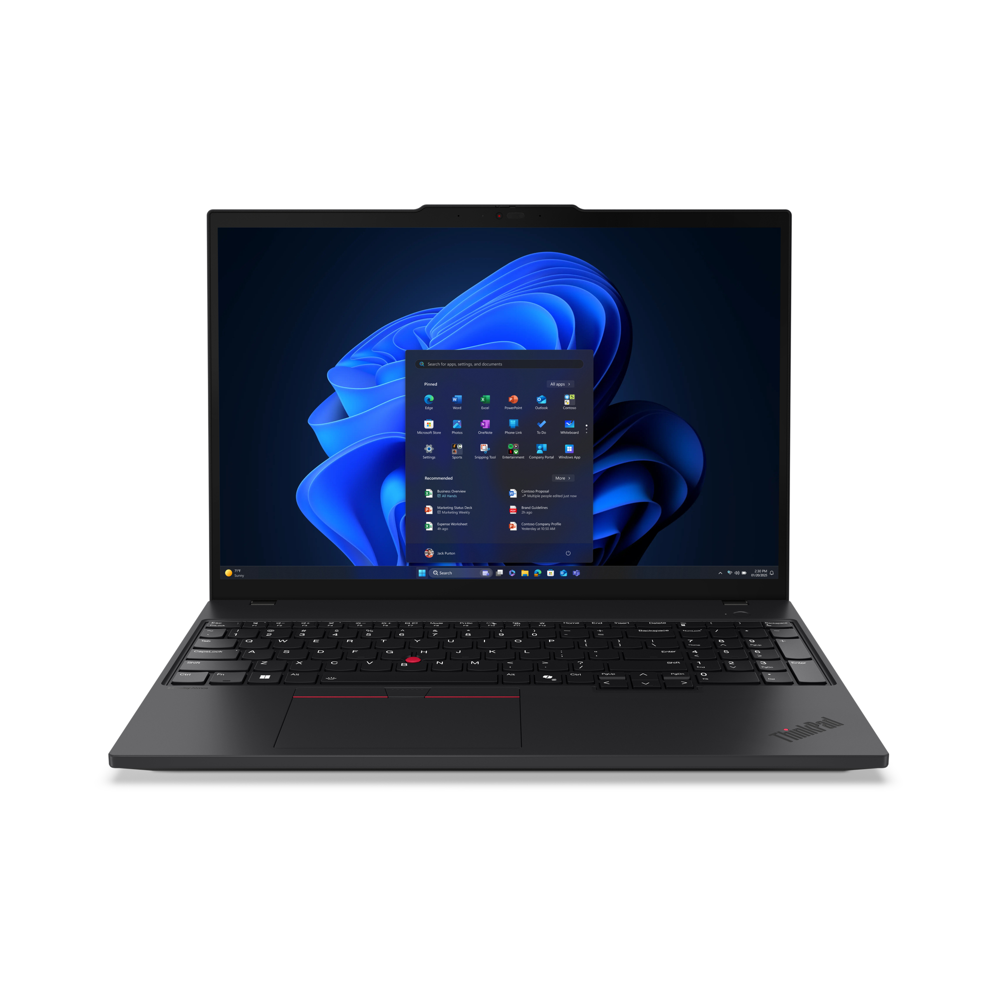 Lenovo ThinkPad T16 Gen 4 (Intel) 16-inch business laptop in black — front view with WUXGA 16:10 anti-glare display