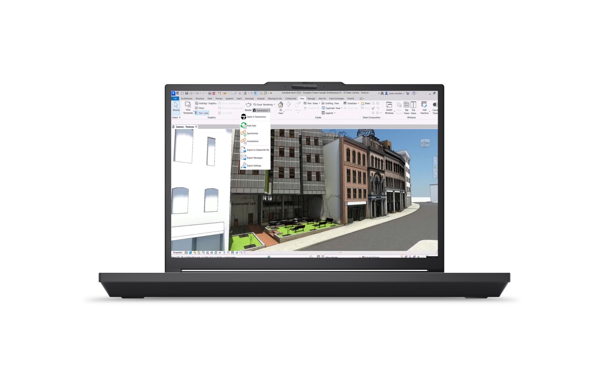 Lenovo ThinkPad T16g Gen 3 — angled view showing Thunderbolt 5 ports and black aluminium chassis
