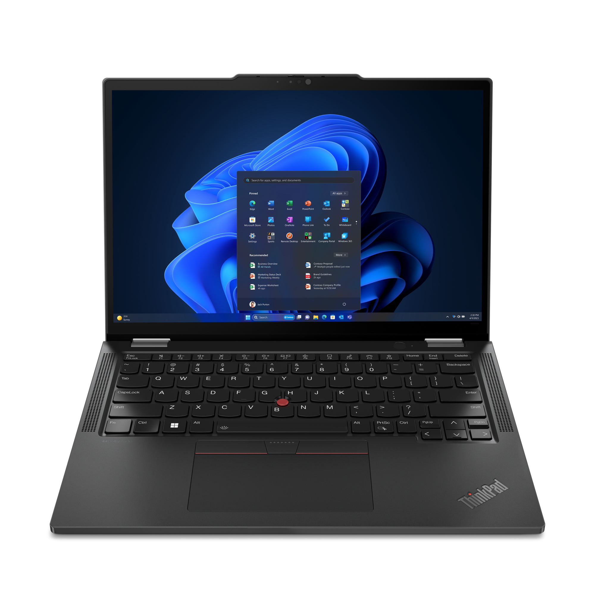 Lenovo ThinkPad X13 2-in-1 Gen 5 (21LW0041UK) in black — front view of the 13.3-inch WUXGA touchscreen