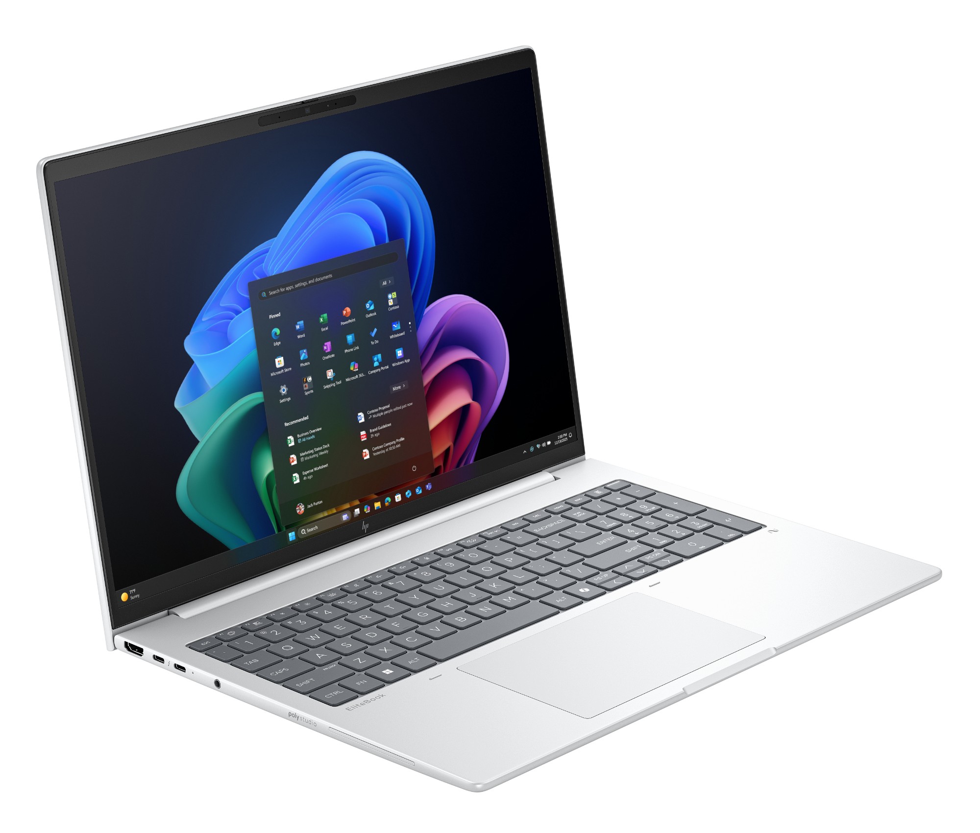 HP EliteBook 8 G1i side profile showing the Thunderbolt 4, USB-C, USB-A and HDMI 2.1 ports