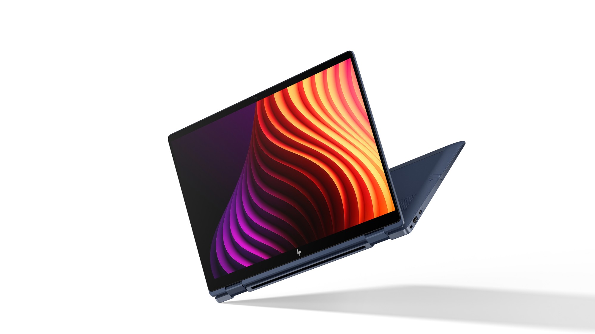 HP EliteBook X Flip G2i 14 inch convertible 2-in-1 laptop shown open in laptop mode