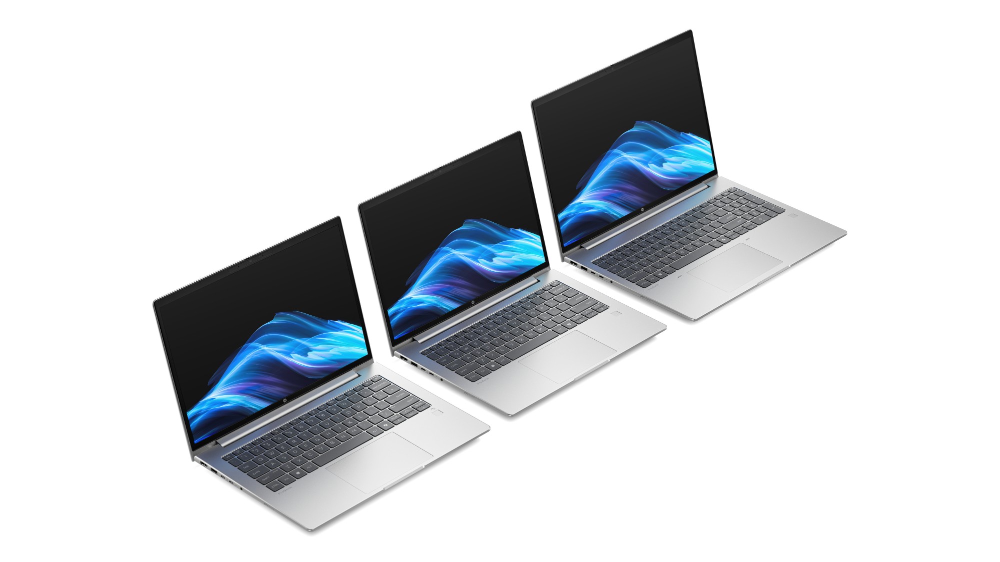 HP ProBook 4 G1i AI business laptop in Pike Silver, open front view