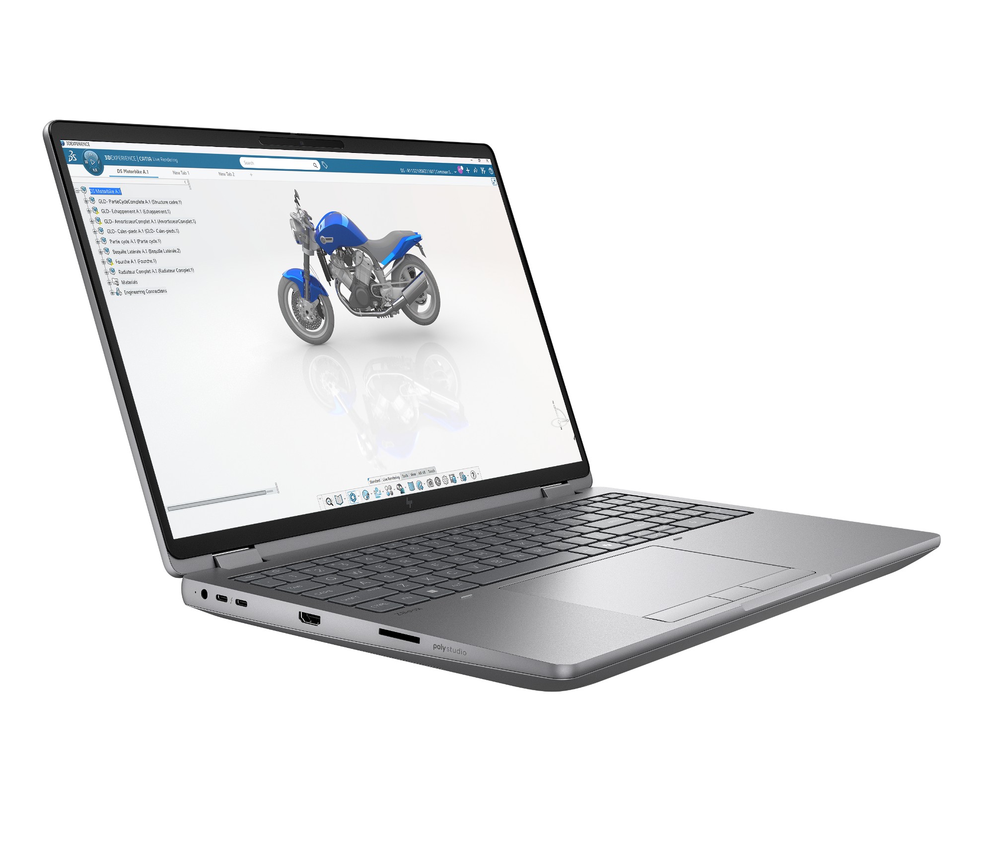 HP ZBook Fury G1i mobile workstation profile view showing Thunderbolt, HDMI and Ethernet ports