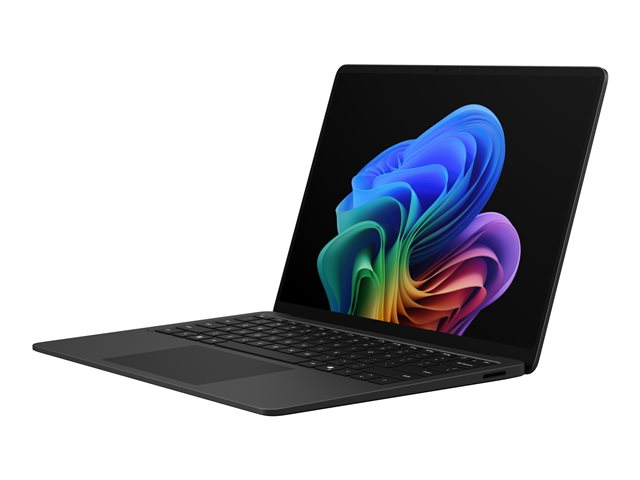 Microsoft Surface Laptop 8 for Business in Black, side profile showing the USB-C, USB-A and Surface Connect ports